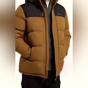 Mountain warehouse tan black men’s snow man insulated puffer winter jacket Sz S